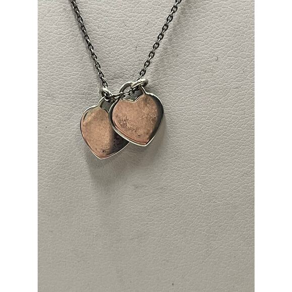 Tiffany & Co. Blue Enamel Mini Double Heart Tag Pendant Necklace Authenticated - Picture 6 of 10